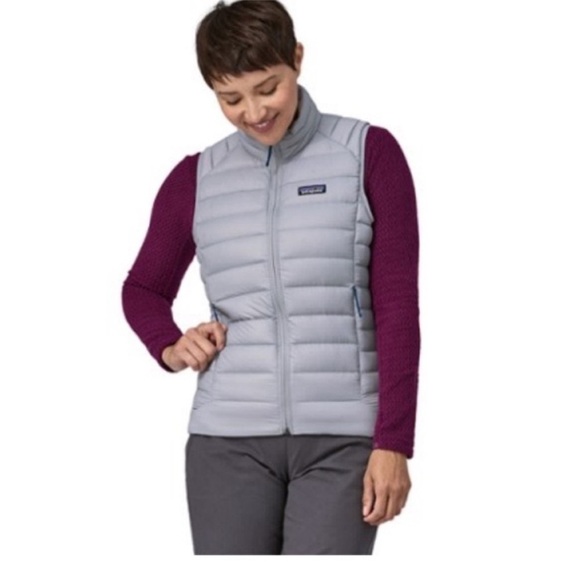Patagonia Women's XL Down Sweater Vest Puffer Puff Herring Grey Purple NWT - Picture 7 of 10